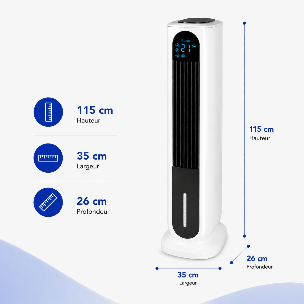 Elomaz Rafraîchisseur d’Air Colonne 4-en-1 Silencieux avec Télécommande et Réservoir 7L