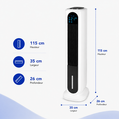 Elomaz Rafraîchisseur d’Air Colonne 4-en-1 Silencieux avec Télécommande et Réservoir 7L
