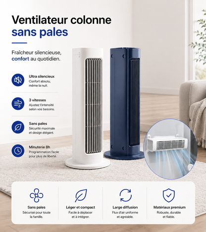 Elomaz Ventilateur Sans Pales Portable Rechargeable Silencieux
