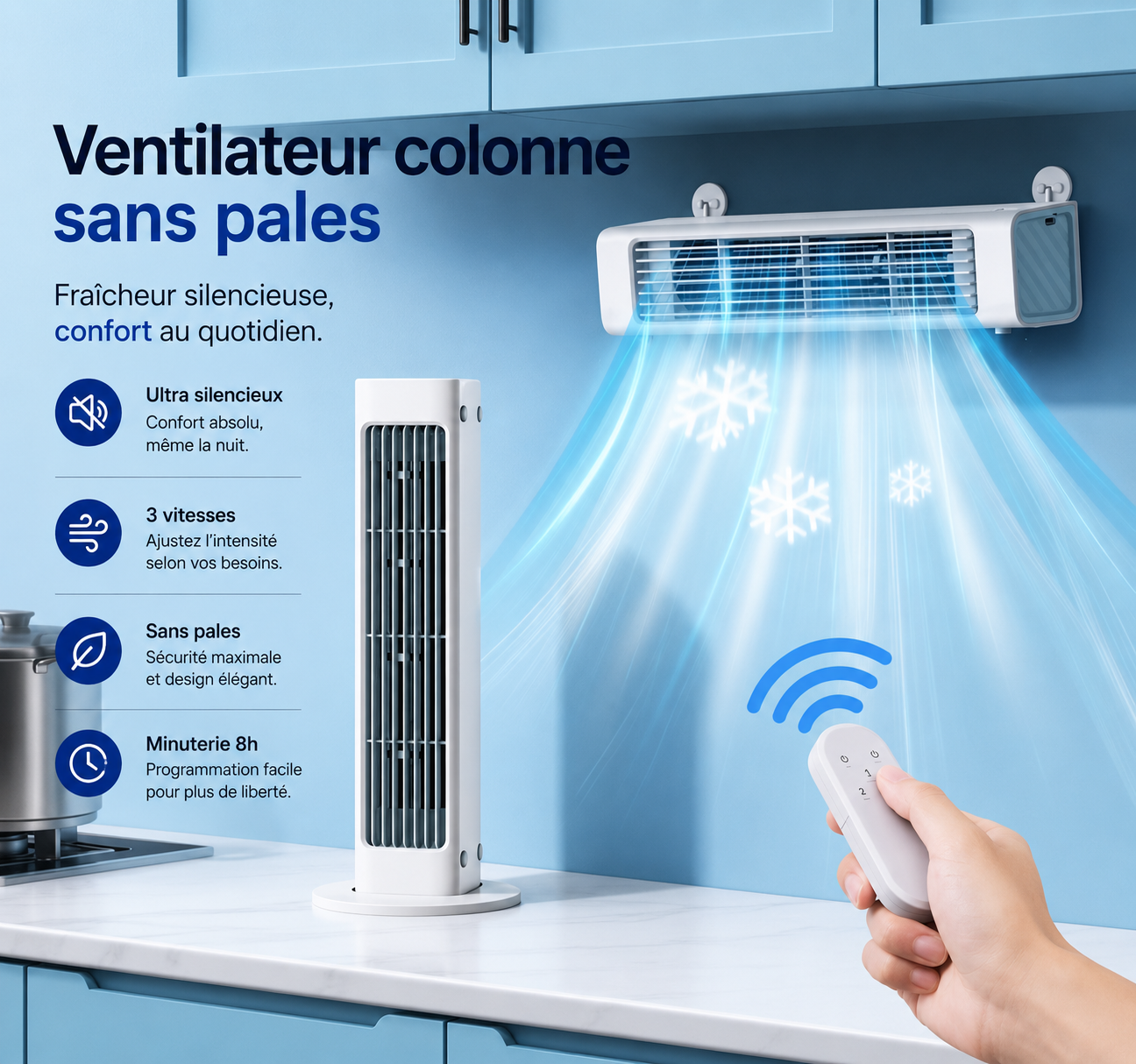Elomaz Ventilateur Sans Pales Portable Rechargeable Silencieux