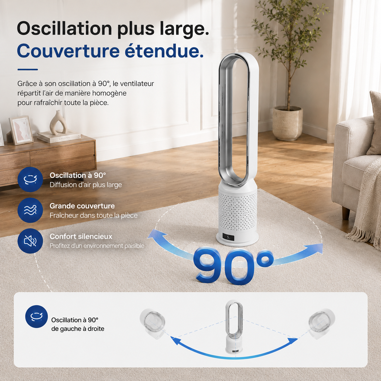 Elomaz Ventilateur Portable Sans Pales Silencieux Rechargeable