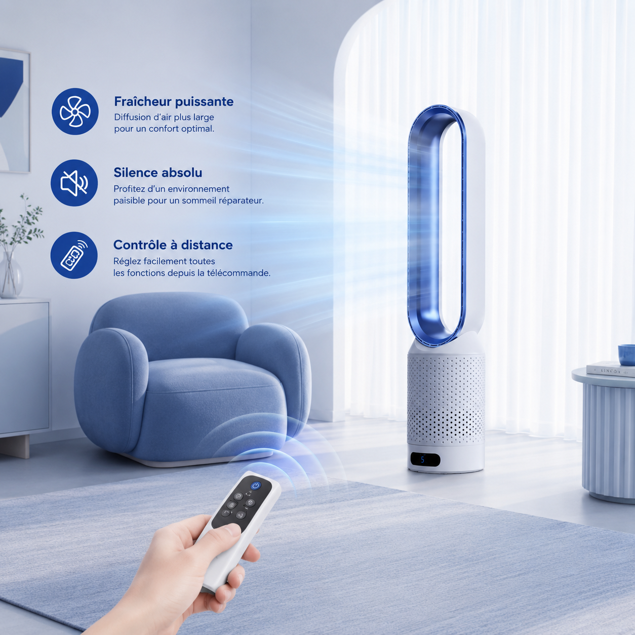 Elomaz Ventilateur Portable Sans Pales Silencieux Rechargeable